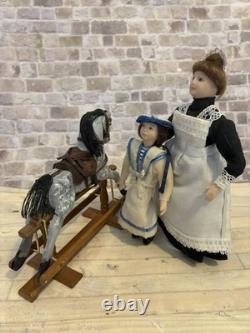 Dolls House 1/12 Scale Miniature Vintage Artisan Grey Wood Moving Rocking Horse