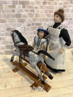 Dolls House 1/12 Scale Miniature Vintage Artisan Grey Wood Moving Rocking Horse