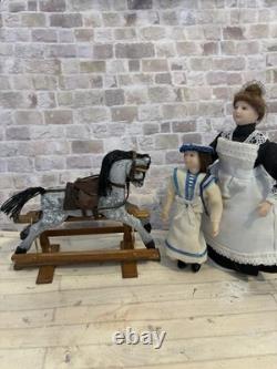 Dolls House 1/12 Scale Miniature Vintage Artisan Grey Wood Moving Rocking Horse