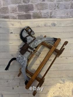 Dolls House 1/12 Scale Miniature Vintage Artisan Grey Wood Moving Rocking Horse