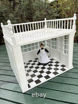 Dolls House 1/12 Scale Miniature White Wooden Assembled Customised Conservatory