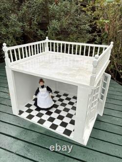 Dolls House 1/12 Scale Miniature White Wooden Assembled Customised Conservatory