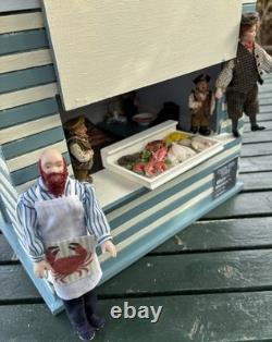 Dolls House 1/12 Scale Miniature Wooden Customised Beach Hut Fishmongers & Accs