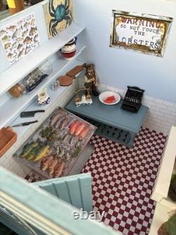 Dolls House 1/12 Scale Miniature Wooden Customised Beach Hut Fishmongers & Accs
