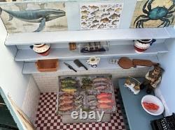 Dolls House 1/12 Scale Miniature Wooden Customised Beach Hut Fishmongers & Accs