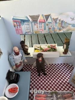 Dolls House 1/12 Scale Miniature Wooden Customised Beach Hut Fishmongers & Accs