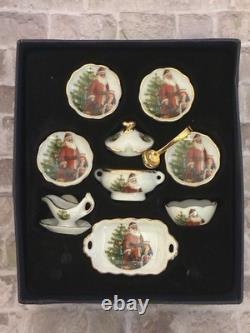 Dolls House 1/12 Scale Reutter Miniature Porcelain Father Christmas Teaset For 4
