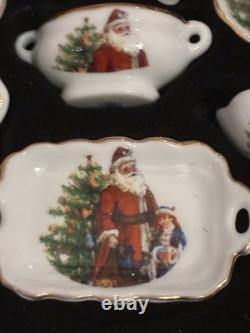 Dolls House 1/12 Scale Reutter Miniature Porcelain Father Christmas Teaset For 4