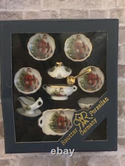 Dolls House 1/12 Scale Reutter Miniature Porcelain Father Christmas Teaset For 4
