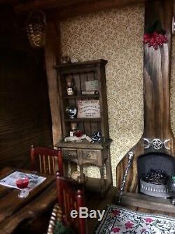 Dolls House 1/12th OOAK Autumn Witch Cabin Fully Furnished Solid Wood, Unique