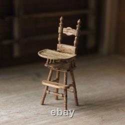Dolls House 112 Miniature Highchair OOAK Oak Wood Handmade Artisan Signed