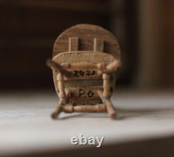 Dolls House 112 Miniature Highchair OOAK Oak Wood Handmade Artisan Signed