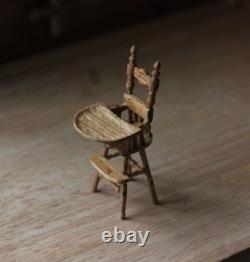Dolls House 112 Miniature Highchair OOAK Oak Wood Handmade Artisan Signed