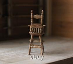 Dolls House 112 Miniature Highchair OOAK Oak Wood Handmade Artisan Signed