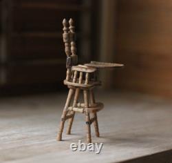 Dolls House 112 Miniature Highchair OOAK Oak Wood Handmade Artisan Signed