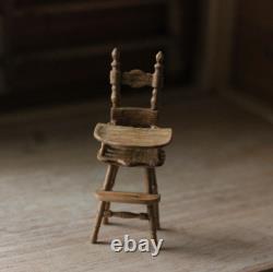 Dolls House 112 Miniature Highchair OOAK Oak Wood Handmade Artisan Signed