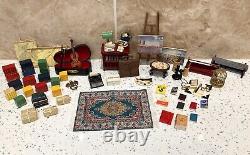 Dolls House 112th Violin Easel Typewriter Briefcase Books Lamp 50+ pc Study Set