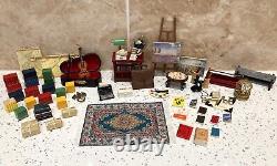 Dolls House 112th Violin Easel Typewriter Briefcase Books Lamp 50+ pc Study Set