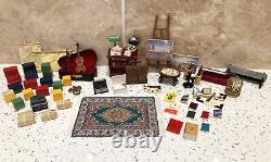 Dolls House 112th Violin Easel Typewriter Briefcase Books Lamp 50+ pc Study Set