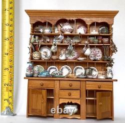 Dolls House 12th Scale Pine Dresser with China + more by artisan, Rosalind Mercy