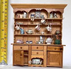 Dolls House 12th Scale Pine Dresser with China + more by artisan, Rosalind Mercy