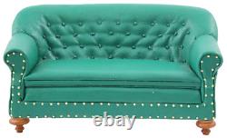 Dolls House 1880 Green Leather Club Sofa JBM Miniature Living Room Furniture