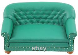 Dolls House 1880 Green Leather Club Sofa JBM Miniature Living Room Furniture