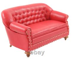 Dolls House 1880 Red Leather Club Sofa JBM Miniature Living Room Furniture 112
