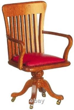 Dolls House 19th C Swivel Desk Chair JBM Miniature Walnut Office Study Furniture