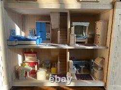 Dolls House 3-storey Georgian Traditional Wooden Furnished Quality Vgc Extras