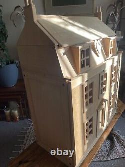 Dolls House 3-storey Georgian Traditional Wooden Furnished Quality Vgc Extras