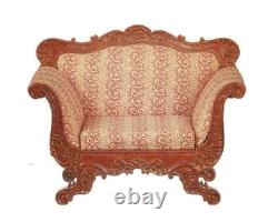 Dolls House American Armchair Walnut Red JBM Miniature Living Room Furniture
