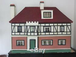 Dolls' House Antique Vintage Lines Triang with antique furniture, c1920s