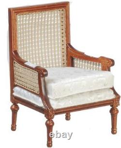 Dolls House Armchair Louis XV Bergere Walnut JBM Miniature Living Room Furniture