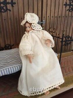 Dolls House Artisan Miniature Doll Figure Lady in Bedclothes