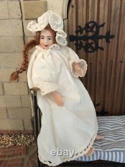 Dolls House Artisan Miniature Doll Figure Lady in Bedclothes