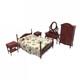Dolls House Bedroom Furniture Set Victorian Mahogany & Floral Miniature 112