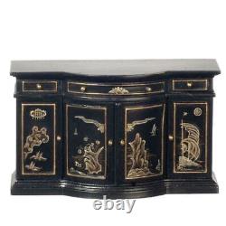 Dolls House Black Chinese Credenza Sideboard Hand Painted Miniature Furniture