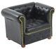 Dolls House Black Leather Chesterfield Armchair Jbm Living Room Furniture 112