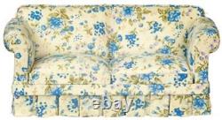 Dolls House Blue Chintz Country Style Sofa JBM Miniature Living Room Furniture