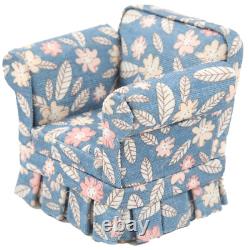 Dolls House Blue Floral Country Armchair JBM Miniature Living Room Furniture