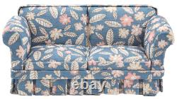 Dolls House Blue Floral Country Sofa Settee JBM Miniature Living Room Furniture