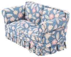 Dolls House Blue Floral Country Sofa Settee JBM Miniature Living Room Furniture