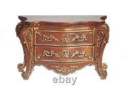 Dolls House Bombe Buffet Chest of Drawers Walnut & Gold JBM Miniature Furniture