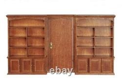 Dolls House Bookcase Wall with Door Walnut JBM Miniature Furniture