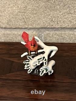 Dolls House Bronze Ornament By Olszewski Miniatures Winter Red Cardinal Bird