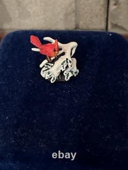 Dolls House Bronze Ornament By Olszewski Miniatures Winter Red Cardinal Bird