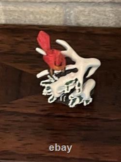 Dolls House Bronze Ornament By Olszewski Miniatures Winter Red Cardinal Bird
