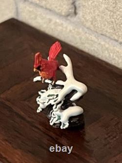 Dolls House Bronze Ornament By Olszewski Miniatures Winter Red Cardinal Bird