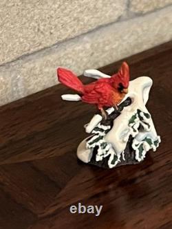 Dolls House Bronze Ornament By Olszewski Miniatures Winter Red Cardinal Bird